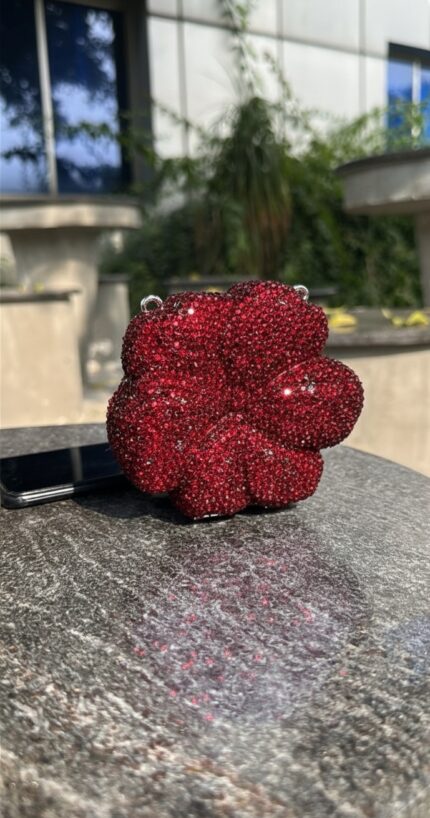 Red Rhinestone flower clutch